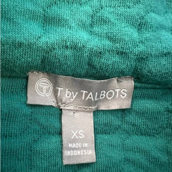 Talbots Women's Quilted Pullover Top in Green with Funnel Neckline Size XS - Picture 4 of 5